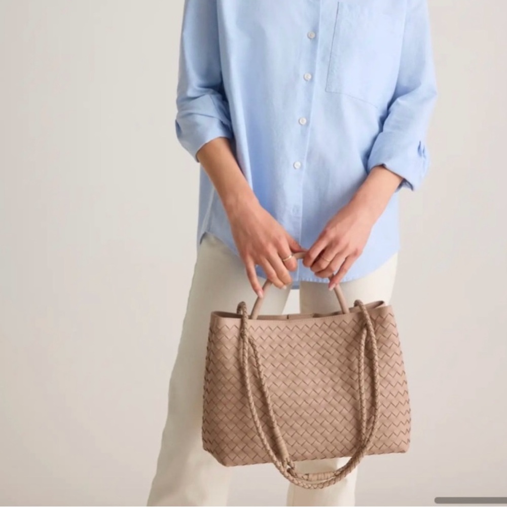 Large Quince Beige Woven Tote/Shoulder Bag - Taupe - Picture 6 of 13